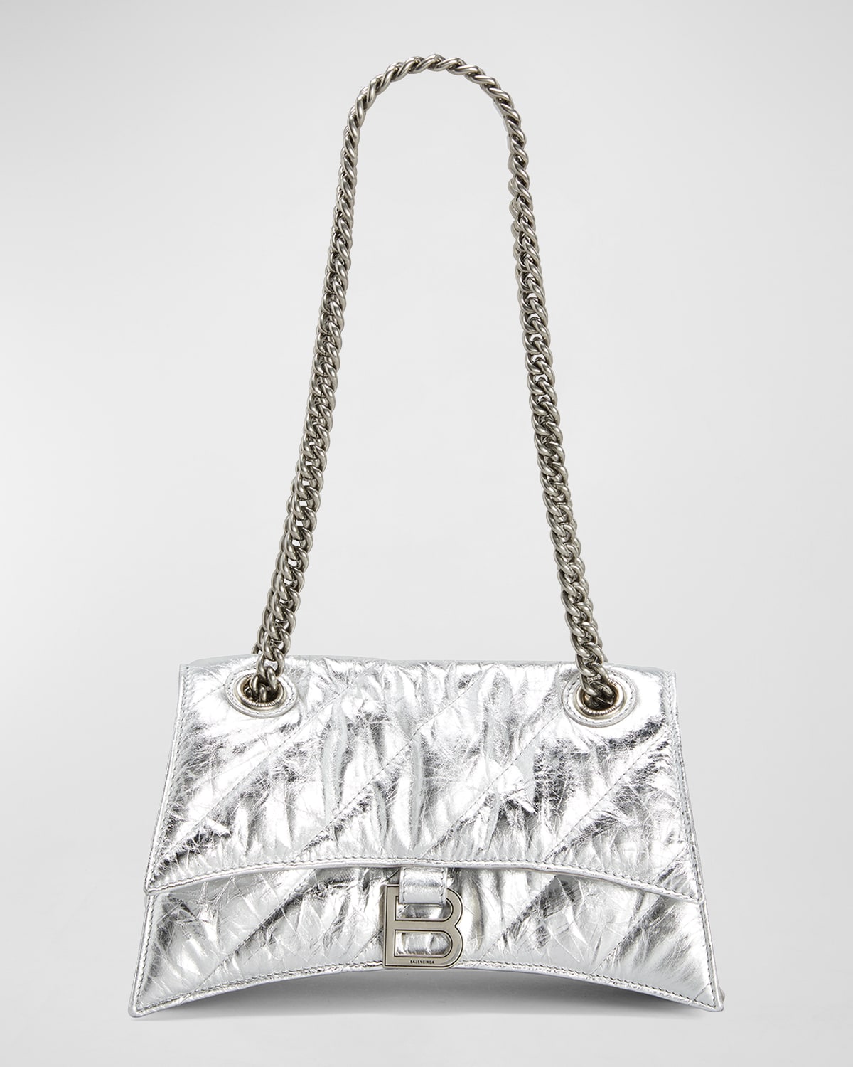 Balenciaga Crush Small Quilted Metallic Chain Shoulder Bag