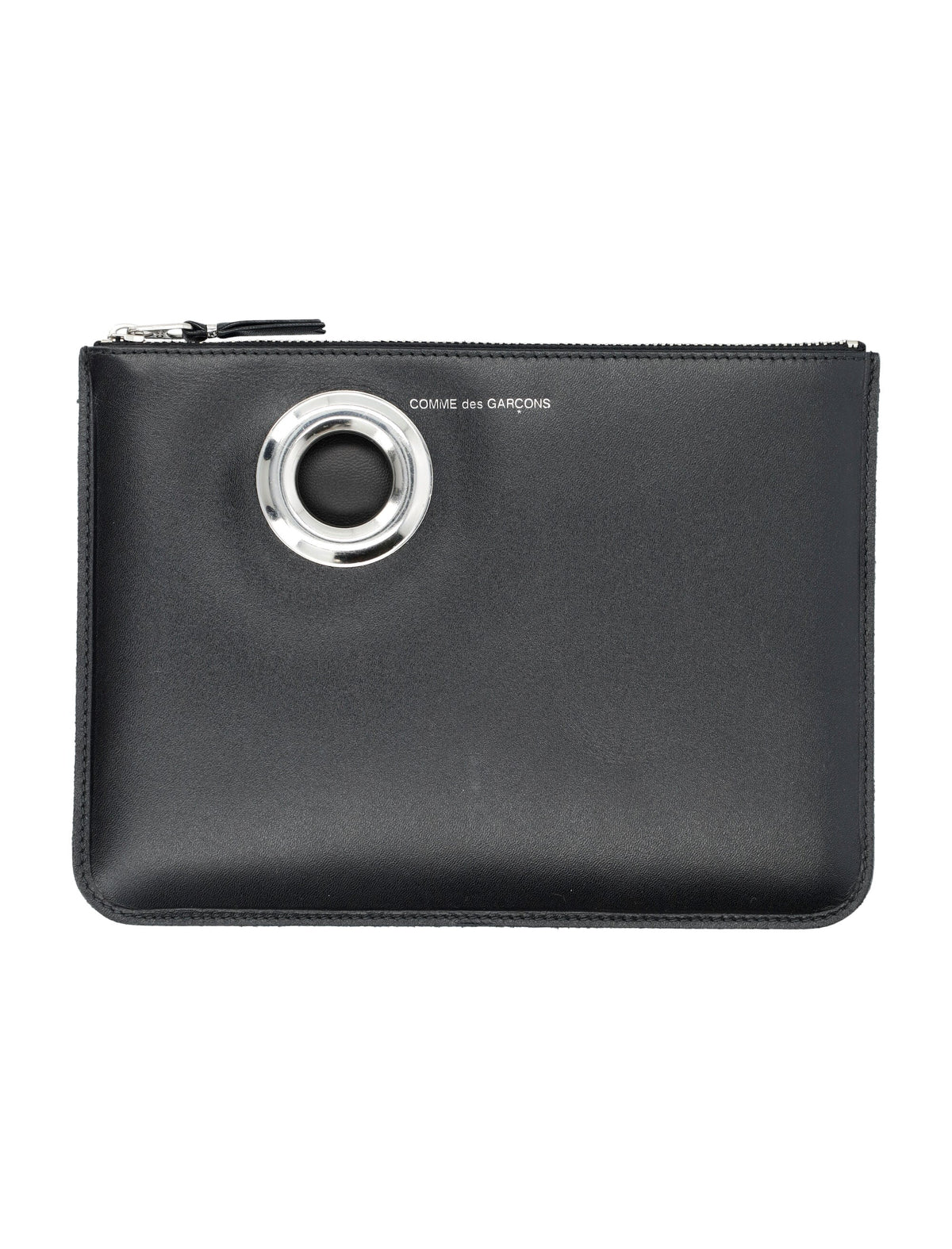 Comme Des Garçons Men's Pouch Silver Eyelet in Black | 24ASA5100SE Color 1