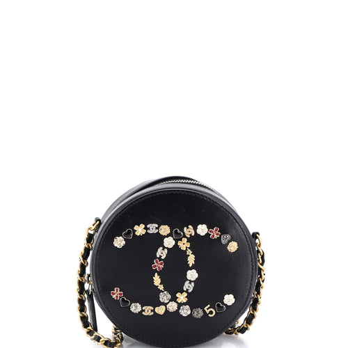 CHANEL Lucky Charms Round Clutch With Chain Embellished Lambskin