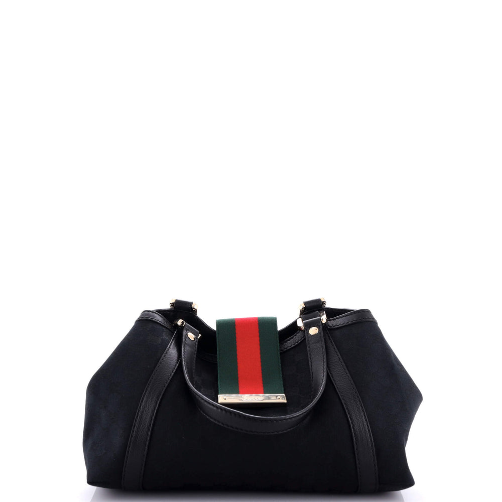 GUCCI New Ladies Web Tote GG Canvas Small