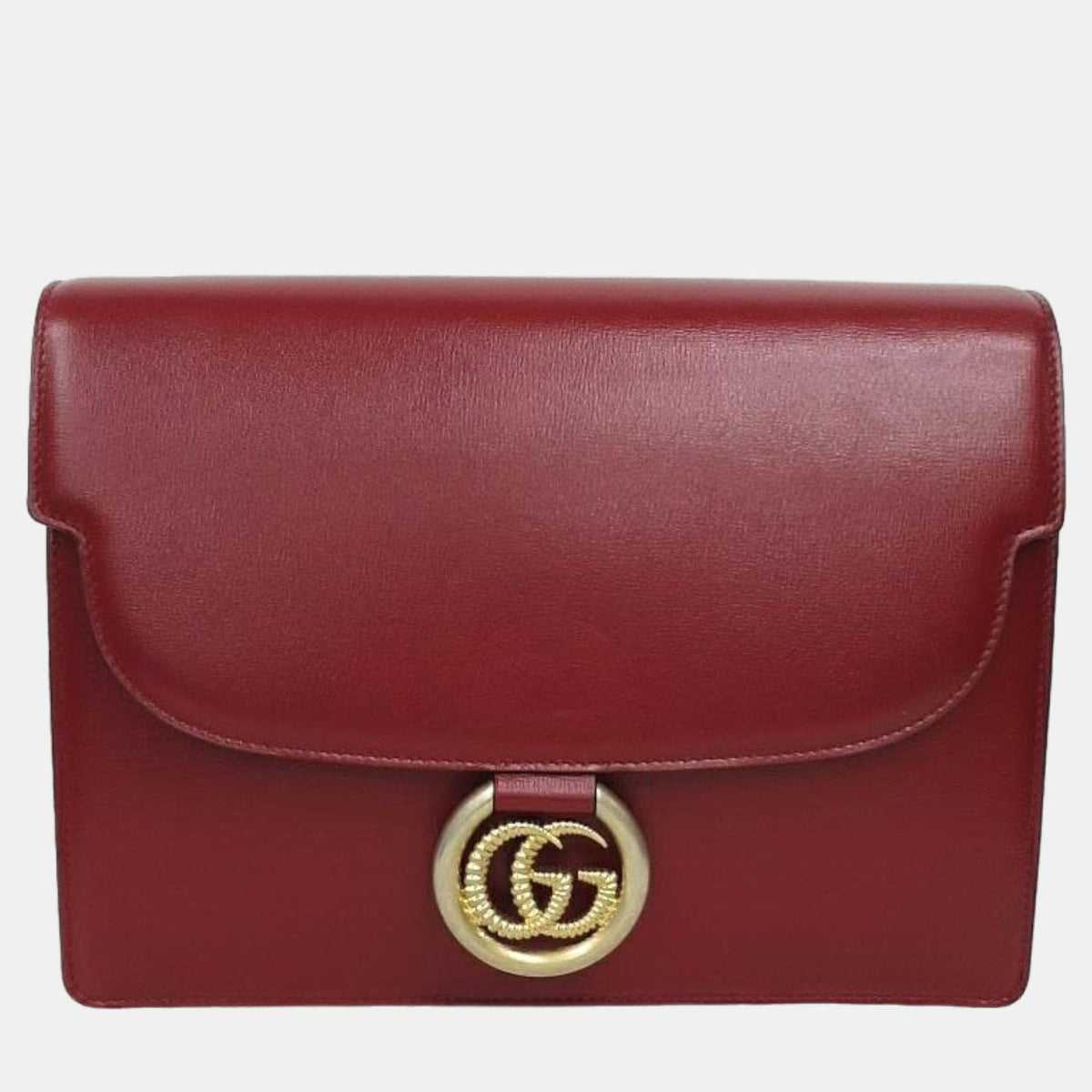 Gucci Red Leather GG Ring Shoulder Bag