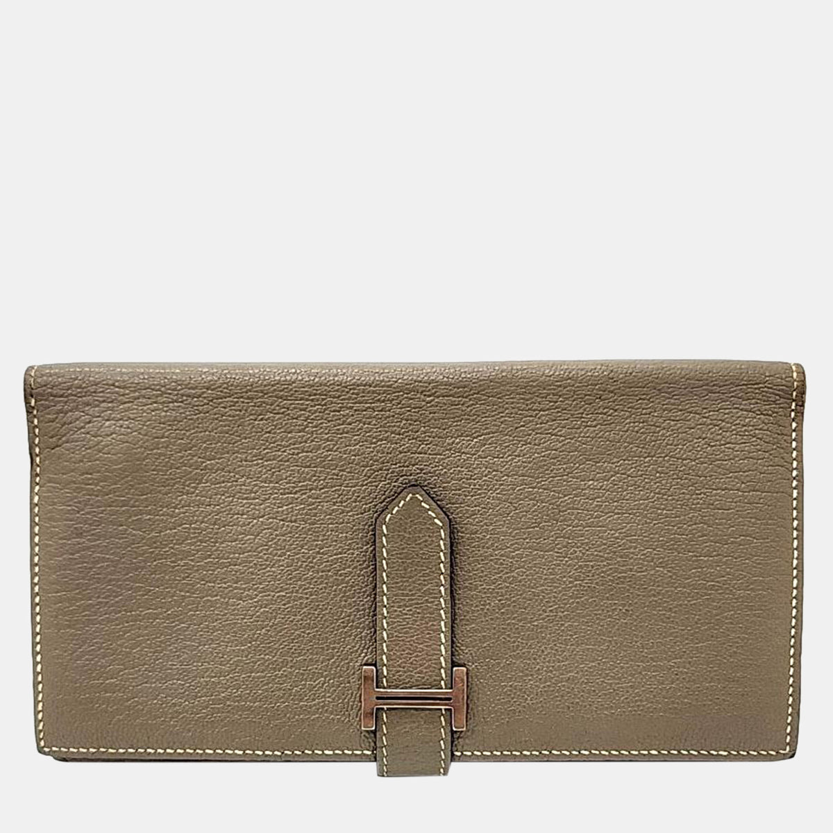 Hermès Etoupe Chevre Mysore Bearn Gusset Wallet