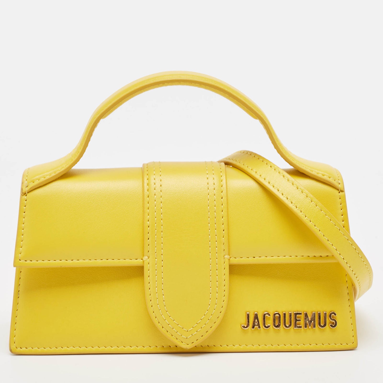 Jacquemus Yellow Leather Mini Le Bambino Top Handle Bag