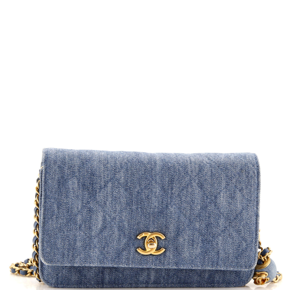 Chanel CHANEL Pearl Crush Wallet on Chain Quilted Denim