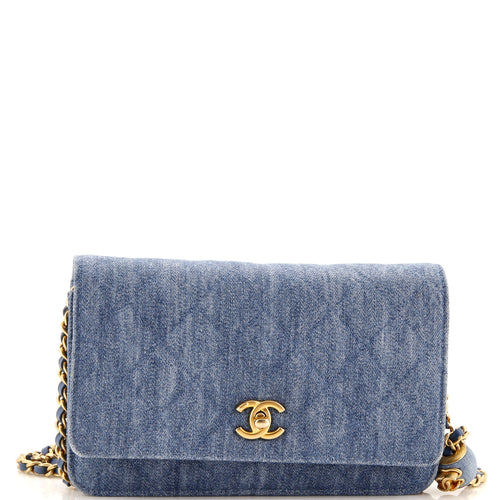 CHANEL Pearl Crush Wallet on Chain Quilted Denim