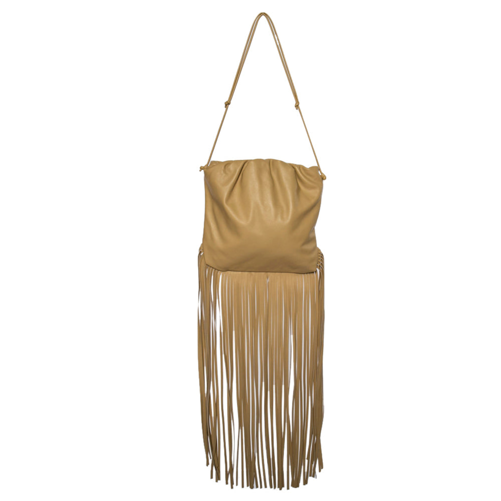 Bottega Veneta Beige Leather Fringe Pouch Hobo