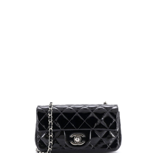 CHANEL Classic Single Flap Bag Quilted Patent Extra Mini