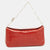 Orange Croc Embossed Leather Chain Shoulder Bag