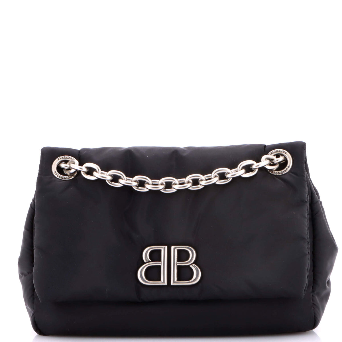 Balenciaga Monaco Chain Flap Shoulder Bag Nylon Mini
