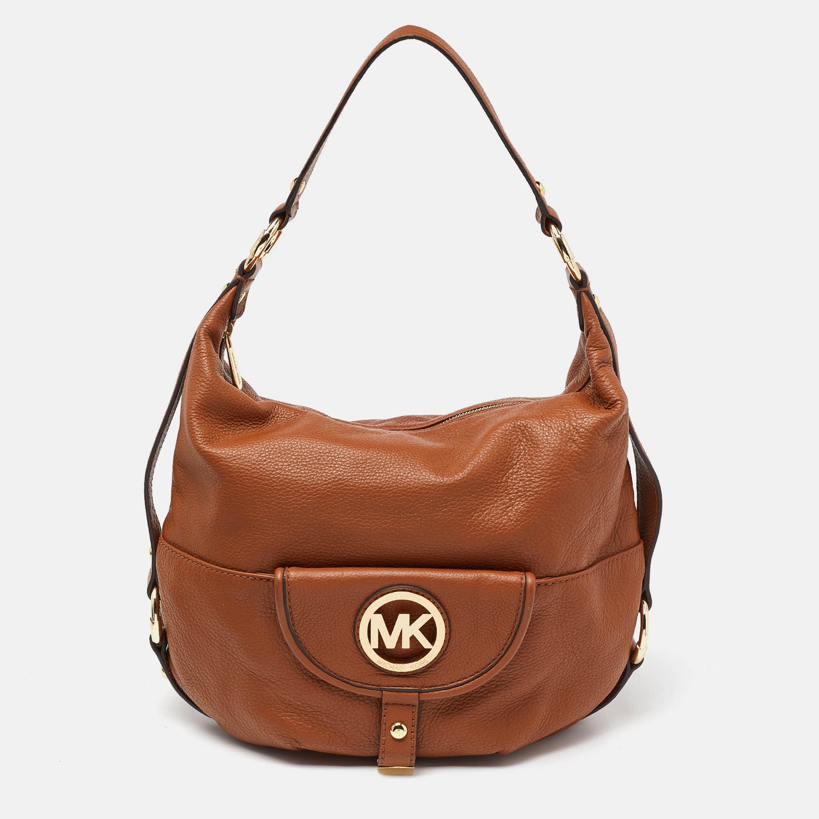 Michael Kors Brown Leather Fulton Hobo