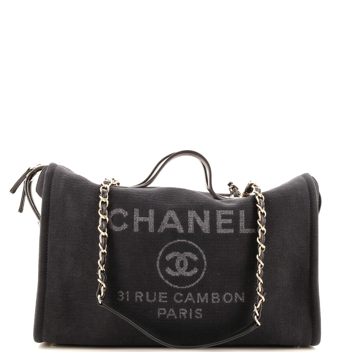 Chanel CHANEL Deauville NM Top Zip Bowling Bag Mixed Fibers Maxi