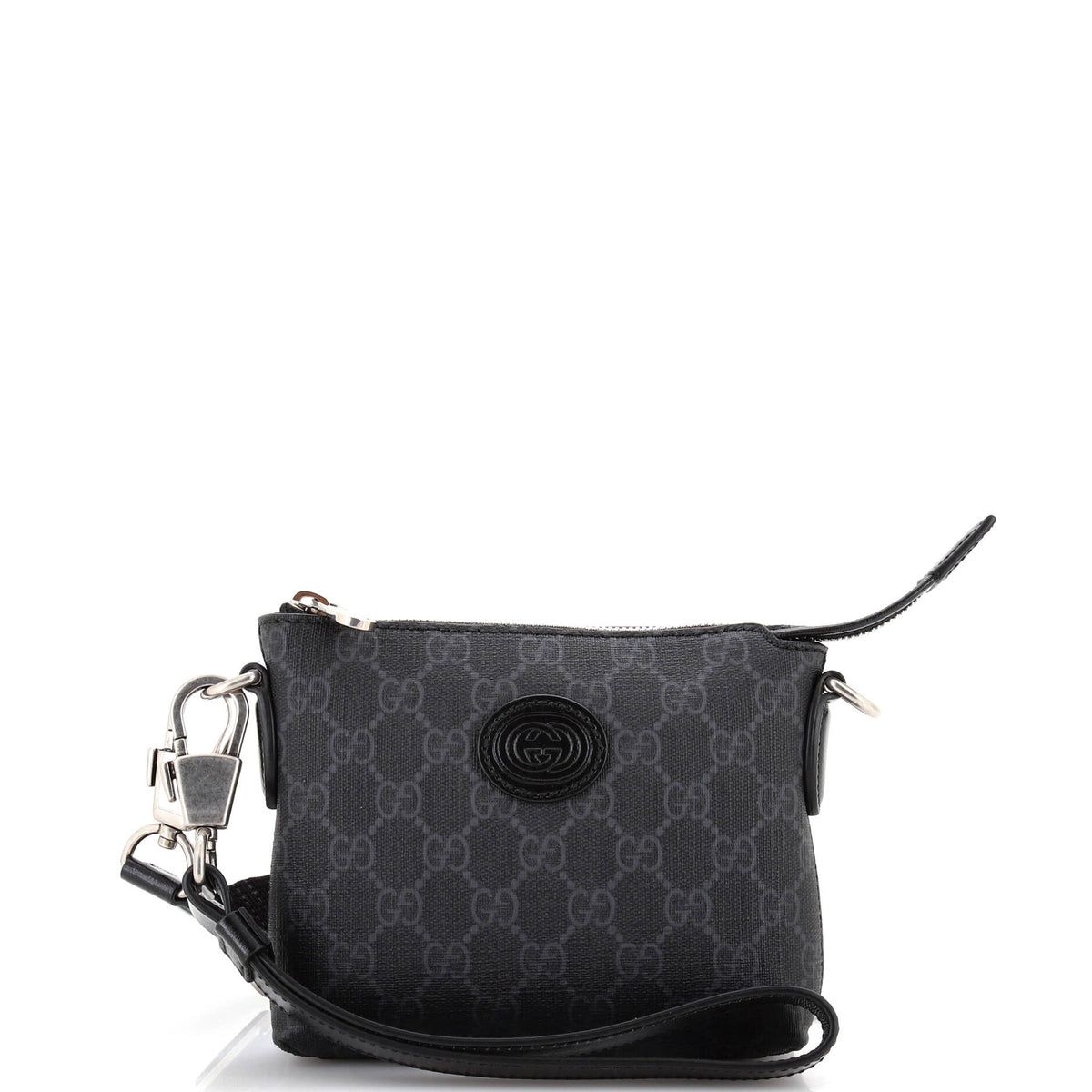 Gucci GUCCI Interlocking G Patch Wristlet Messenger Bag GG Coated Canvas Mini