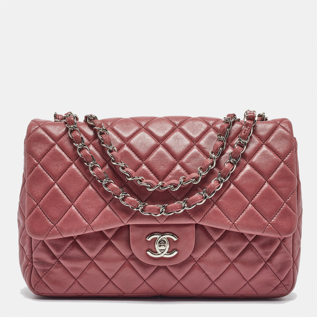 Chanel Pink Quilted Leather Jumbo Classic Single Flap Bag