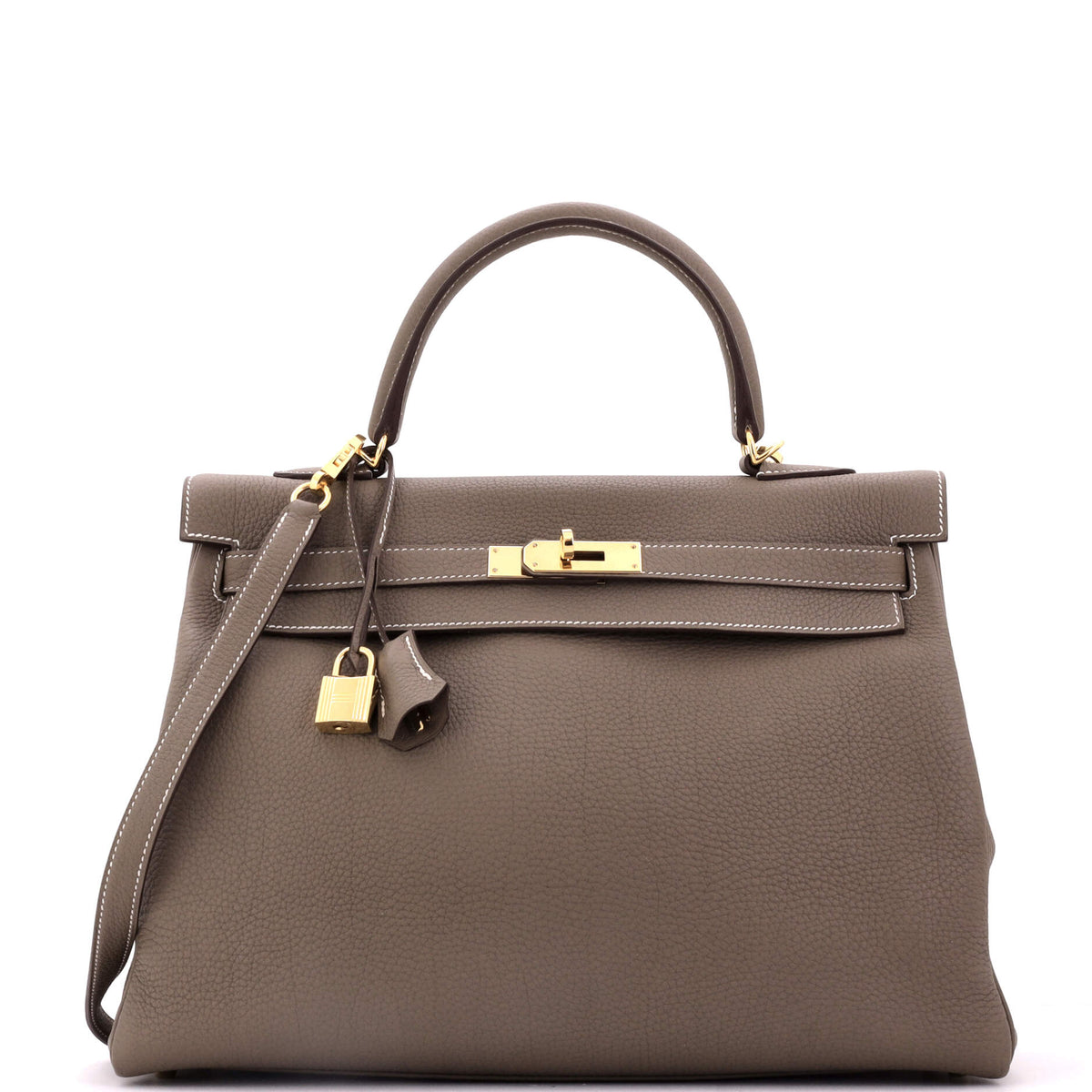 Herm?s Kelly Handbag Grey Togo with Gold Hardware 35