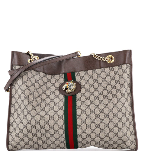 GUCCI Rajah Chain Tote GG Coated Canvas Large