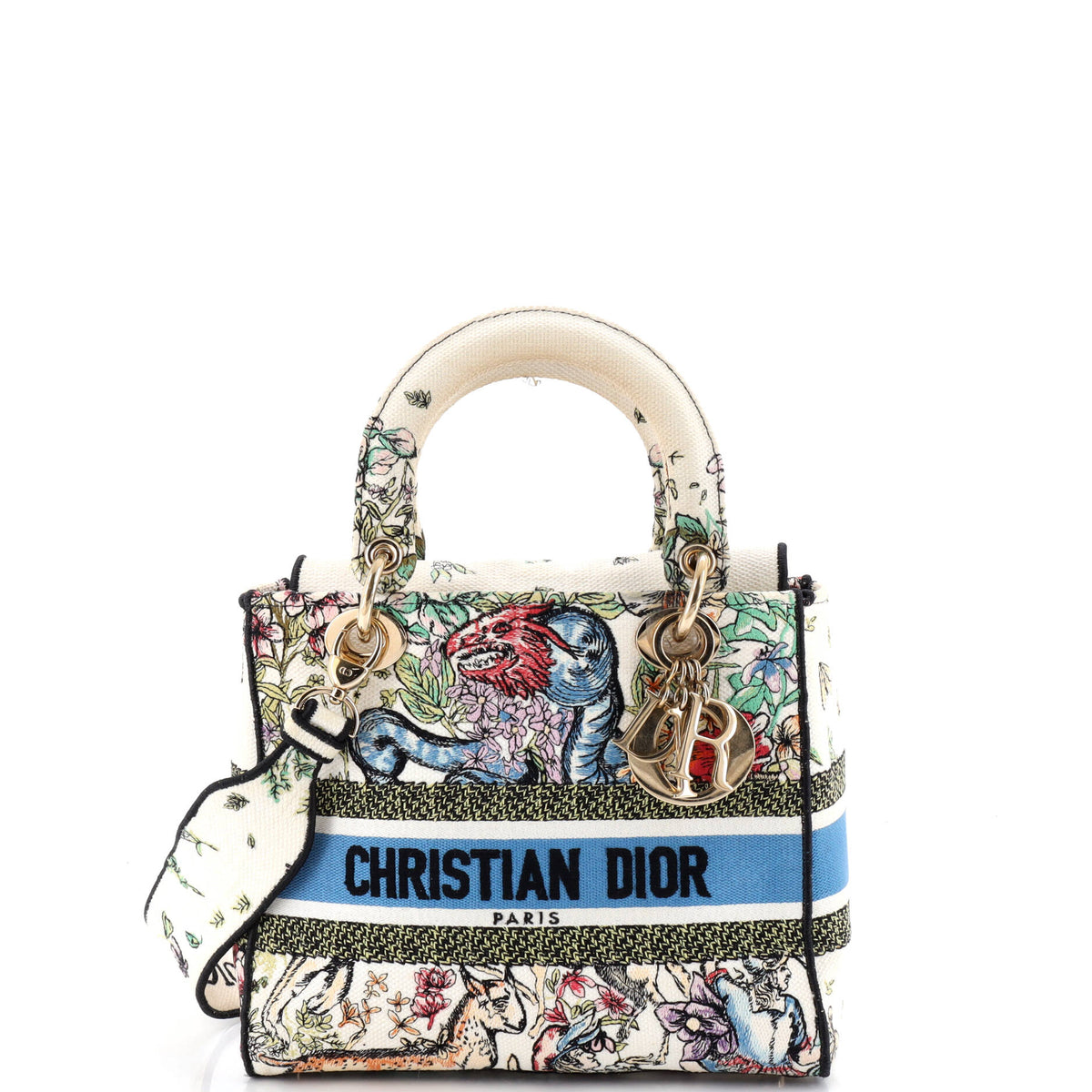 Christian Dior Lady D-Lite Bag Embroidered Canvas Medium