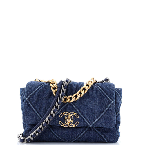 CHANEL 19 Flap Bag Quilted Denim Medium