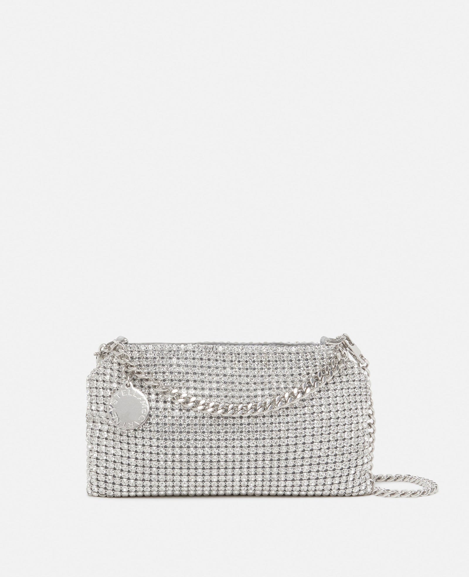 Stella McCartney Falabella Crystal Mesh Shoulder Bag, Woman, Metallic silver