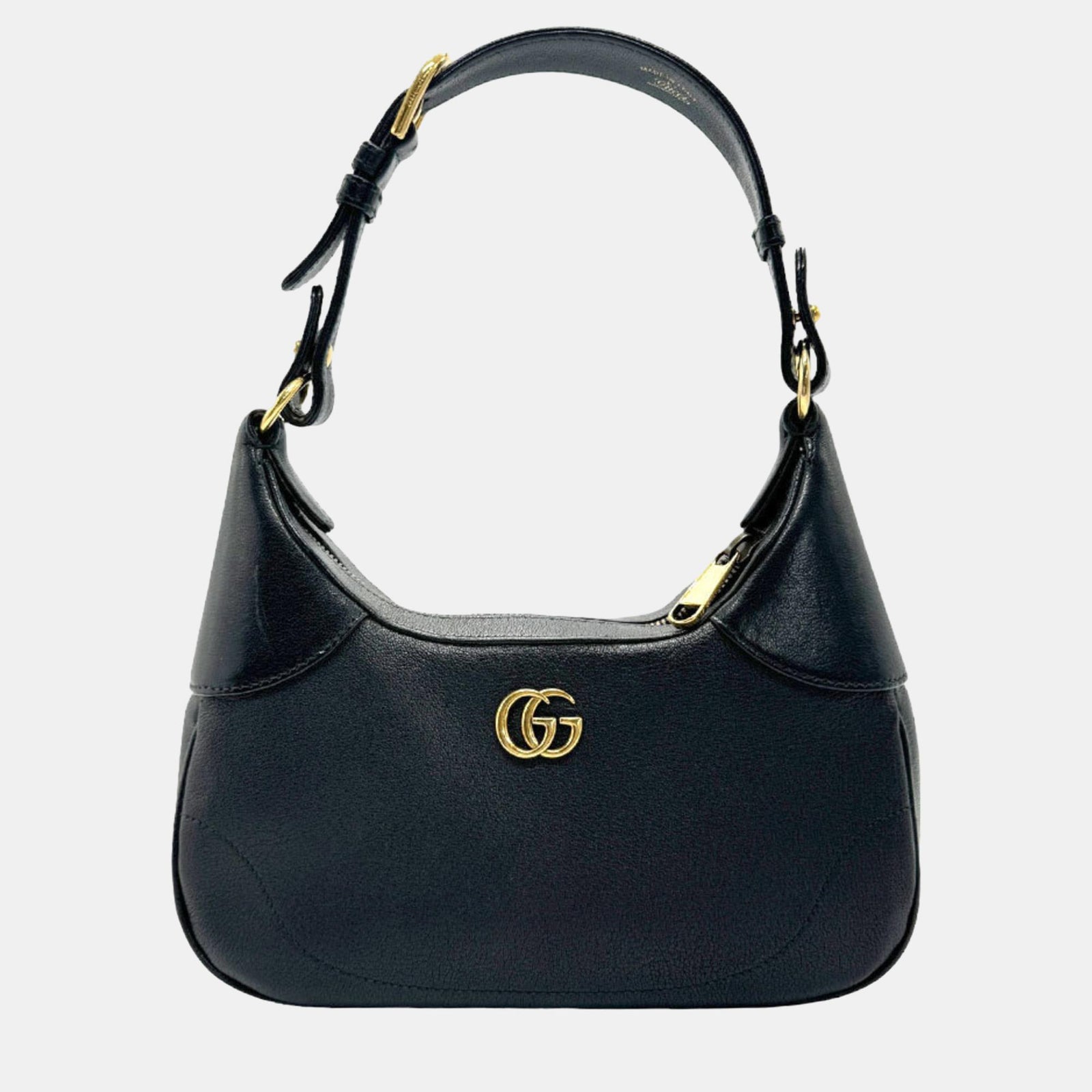 Gucci Kleine Aphrodite-Schultertasche aus schwarzem Leder mit Doppel G-Logo