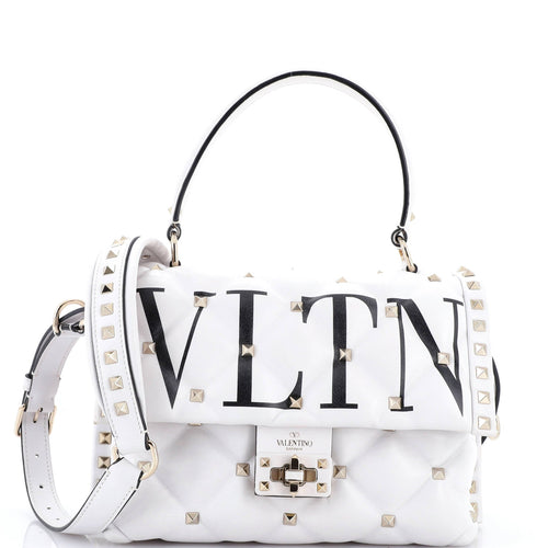 VALENTINO GARAVANI VLTN Candystud Top Handle Bag Printed Leather Medium