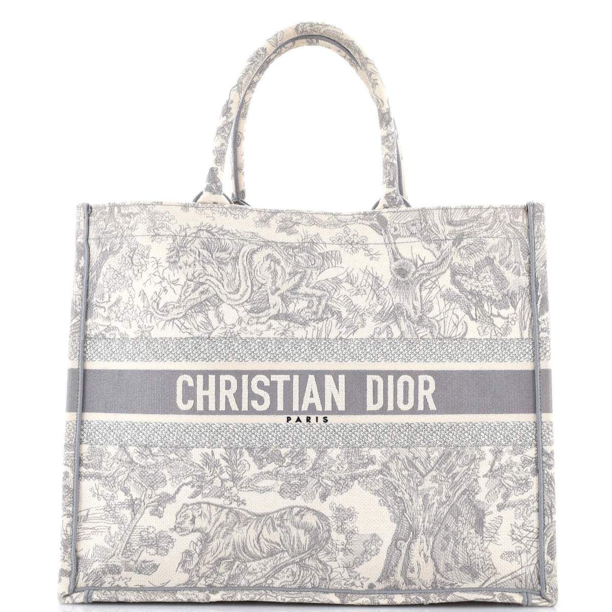 Christian Dior Book Tote Embroidered Canvas Large