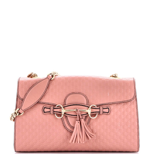 GUCCI Emily Chain Flap Bag Microguccissima Leather Medium