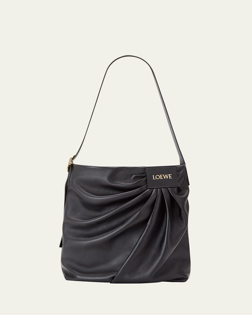 Pleated Tote Bag in Leather