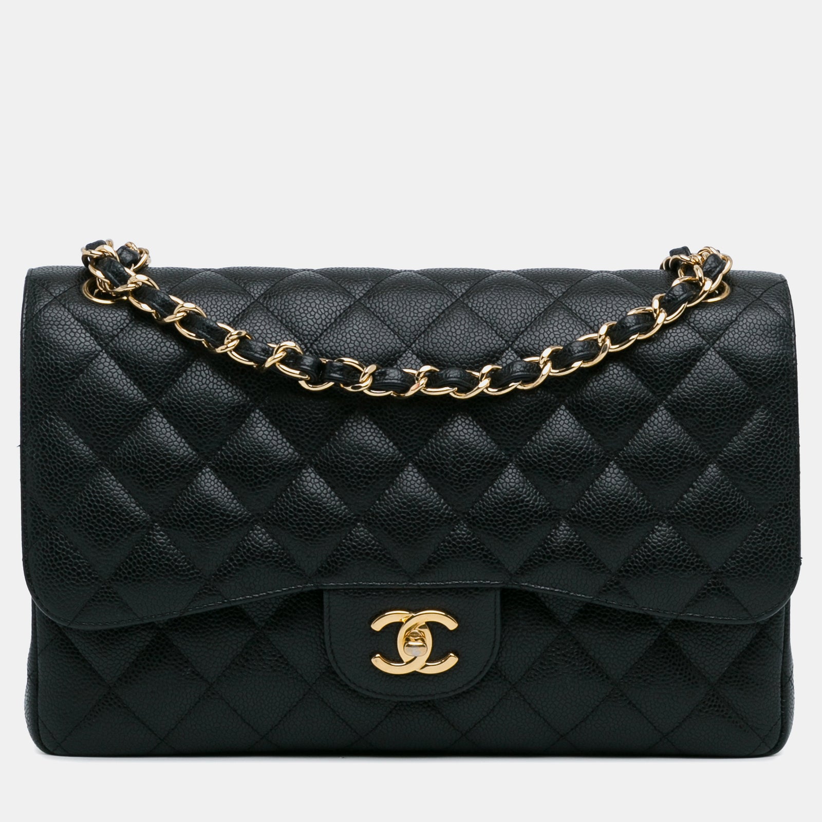 Chanel Jumbo Classic Caviar Tasche mit Doppelklappe