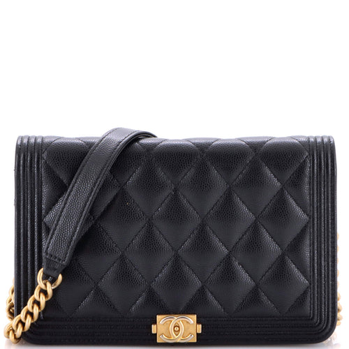 CHANEL Boy Wallet on Chain Quilted Caviar