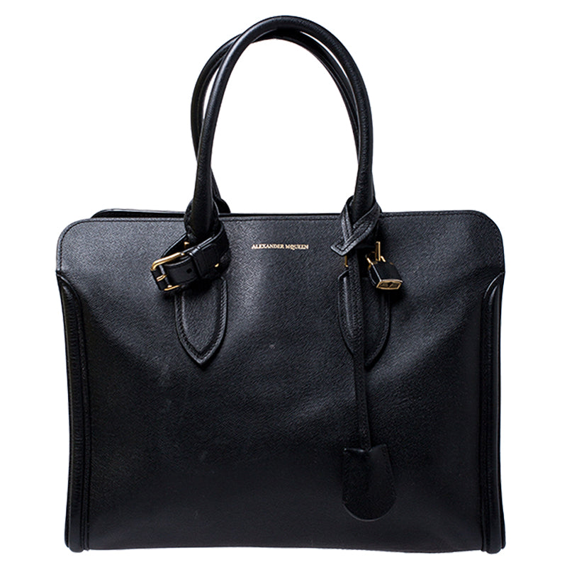 Alexander Mcqueen Black Leather Heroine Open Tote