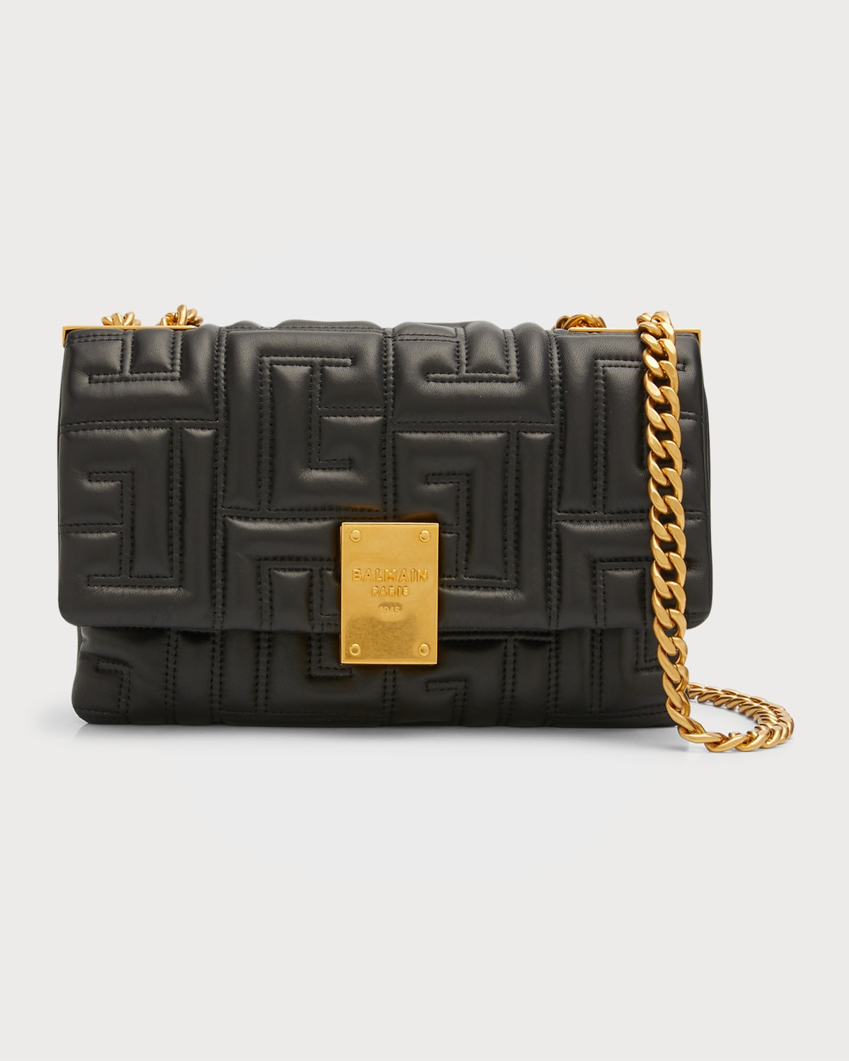 Balmain 1945 Soft Small Shoulder Bag in Monogram Quilted Leather