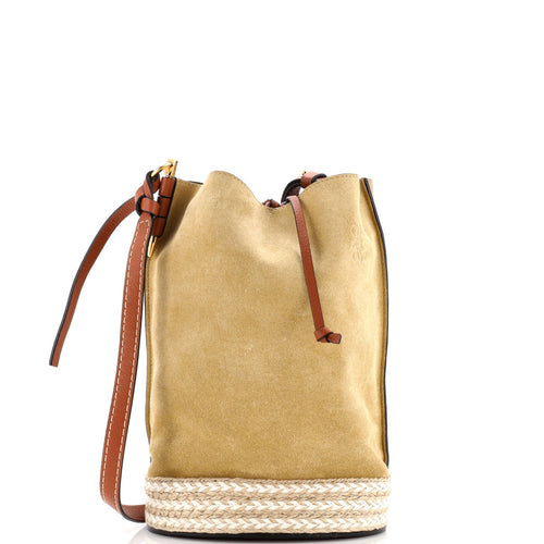 LOEWE Gate Bucket Bag Leather and Suede with Raffia Medium