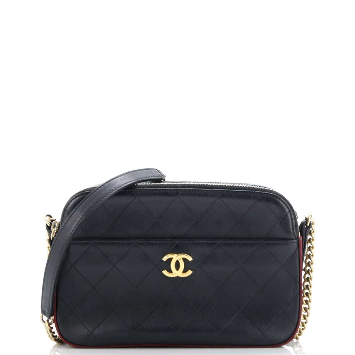 Chanel CHANEL Button Up Camera Case Quilted Calfskin with Grosgrain Small