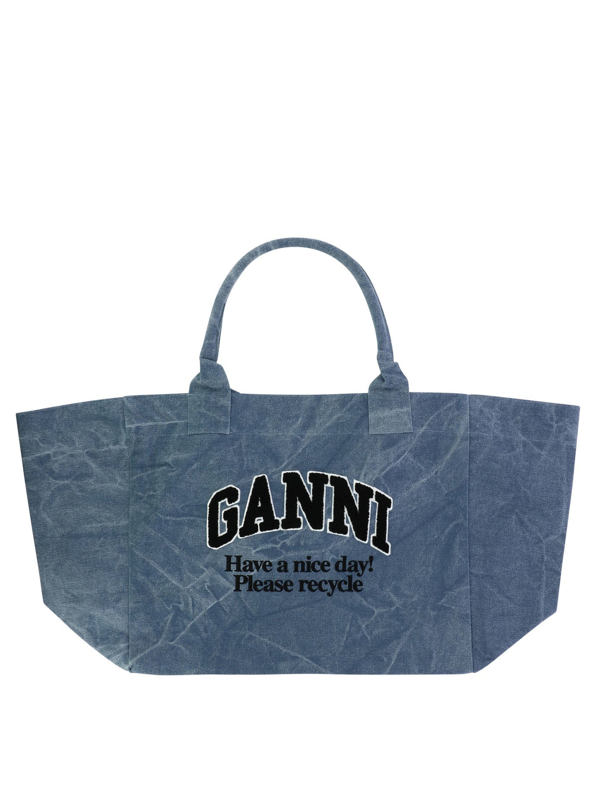 Ganni Women's Oversized Canvas Tote Bag in Blue | A5967565