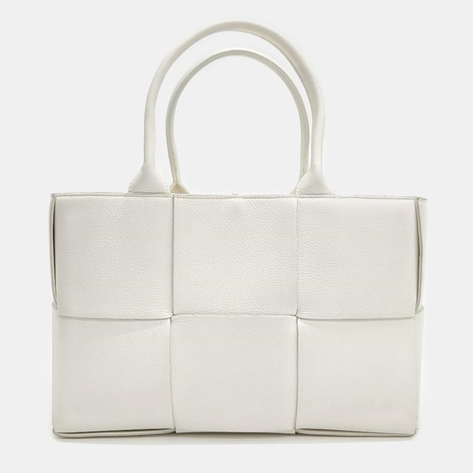 Bottega Veneta White Leather Arco Small Tote Bag