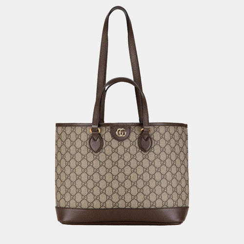 Beige/Brown GG Supreme Canvas Ophidia Tote Bag