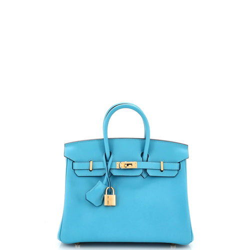 Birkin Handbag Bleu Du Nord Swift with Gold Hardware 25