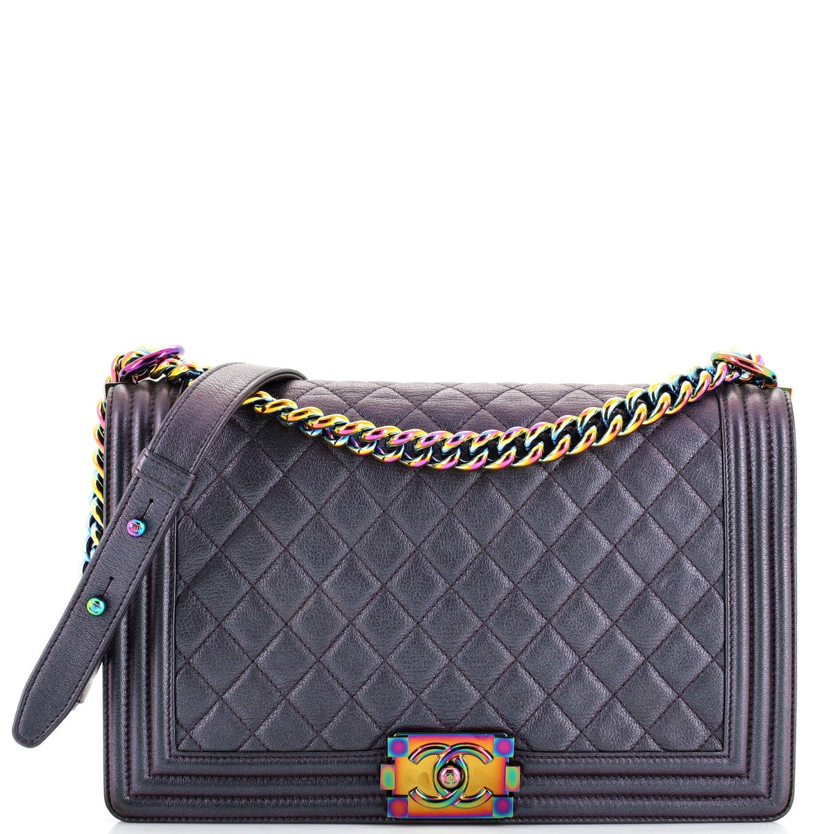 Chanel CHANEL Boy Flap Bag Quilted Iridescent Goatskin New Medium