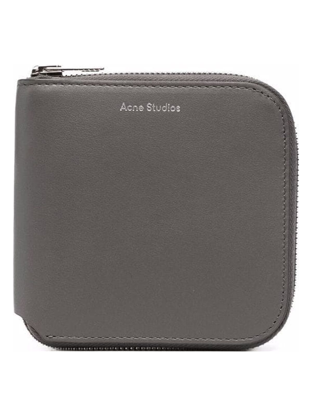 Acne Studios Men's Leather Zipped Wallet in Grey | Size UNI | CG0106AA3