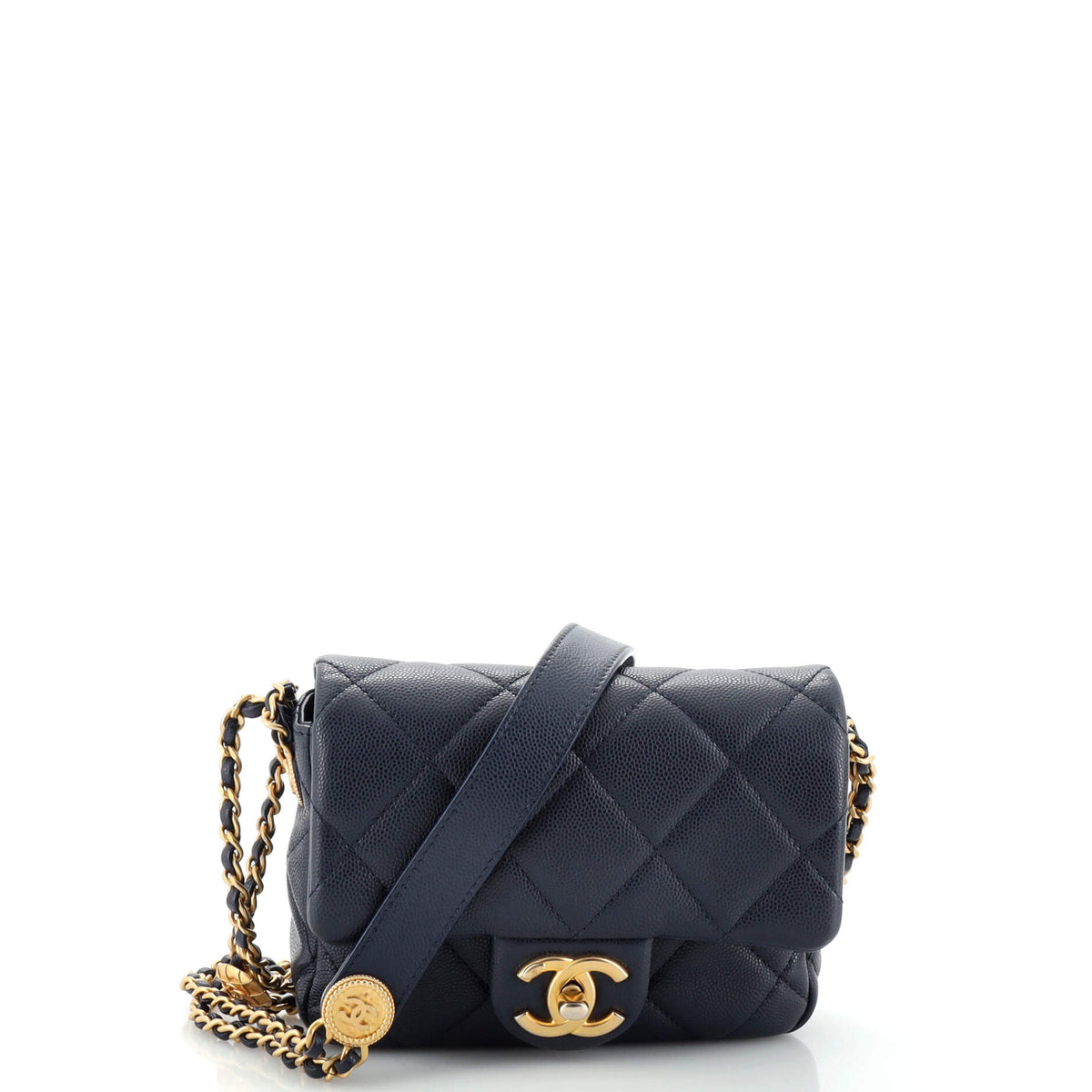 Chanel CHANEL Twist Your Buttons Flap Bag Quilted Caviar Mini