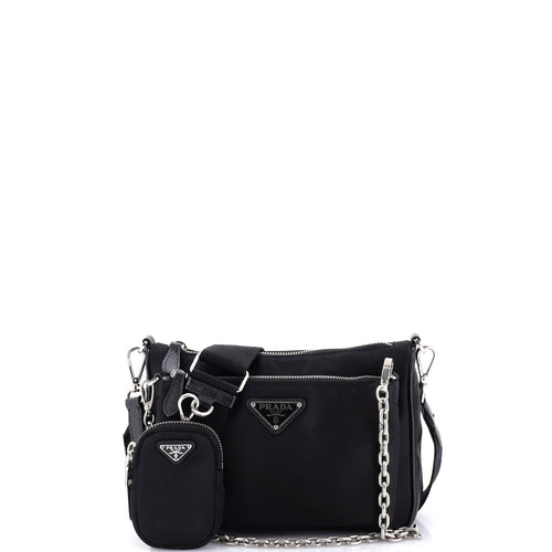 PRADA Double Pouch Convertible Crossbody Bag Tessuto Small