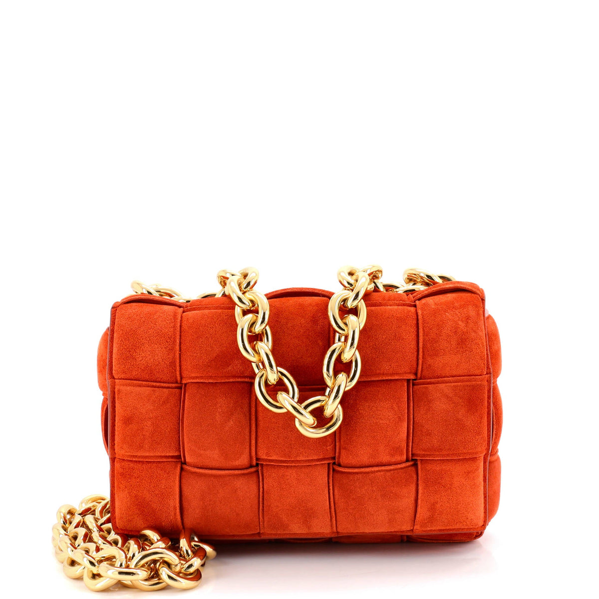 Bottega Veneta Cassette Chain Crossbody Bag Padded Maxi Intrecciato Suede
