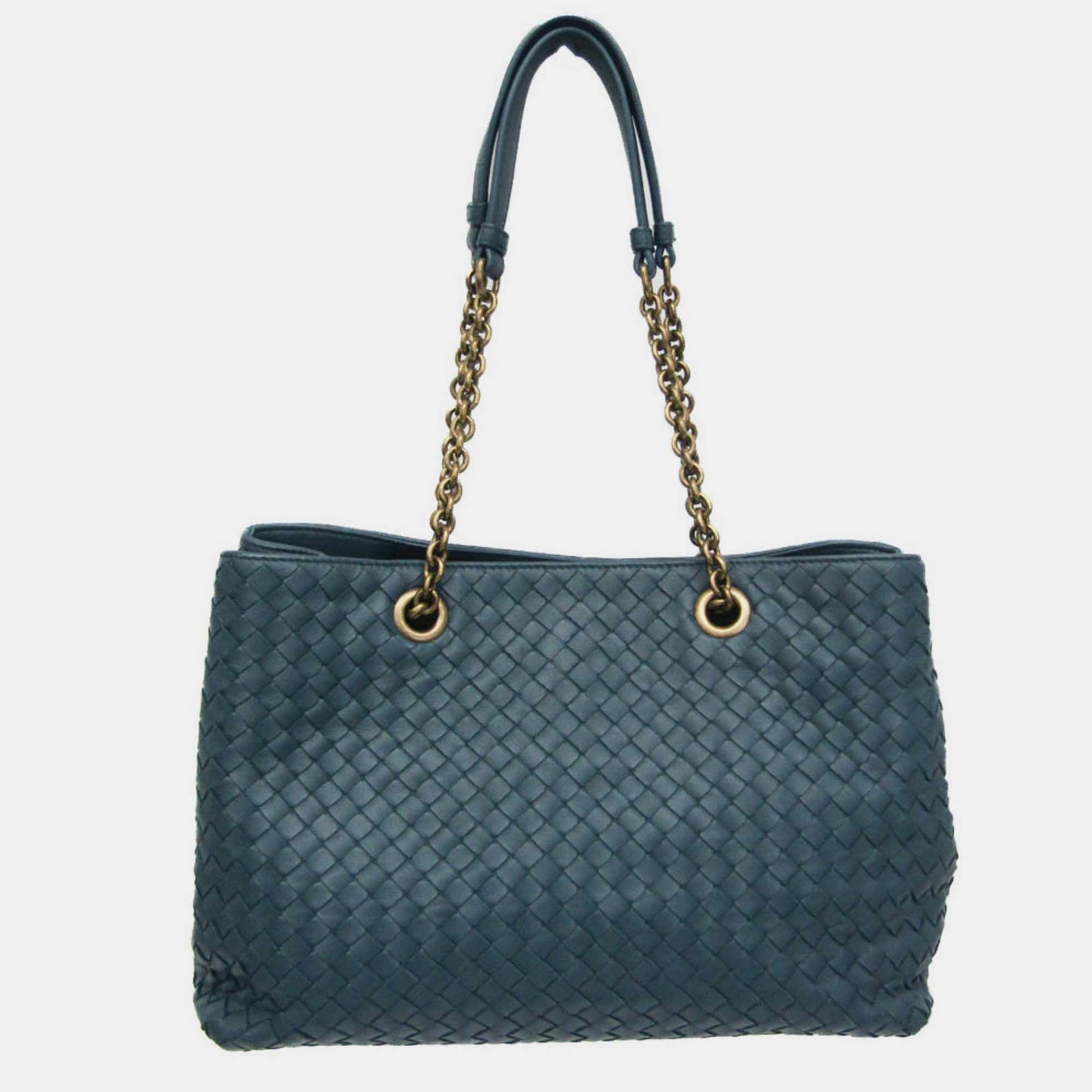 Bottega Veneta Dark green Intrecciato Leather Chain Tote Bag