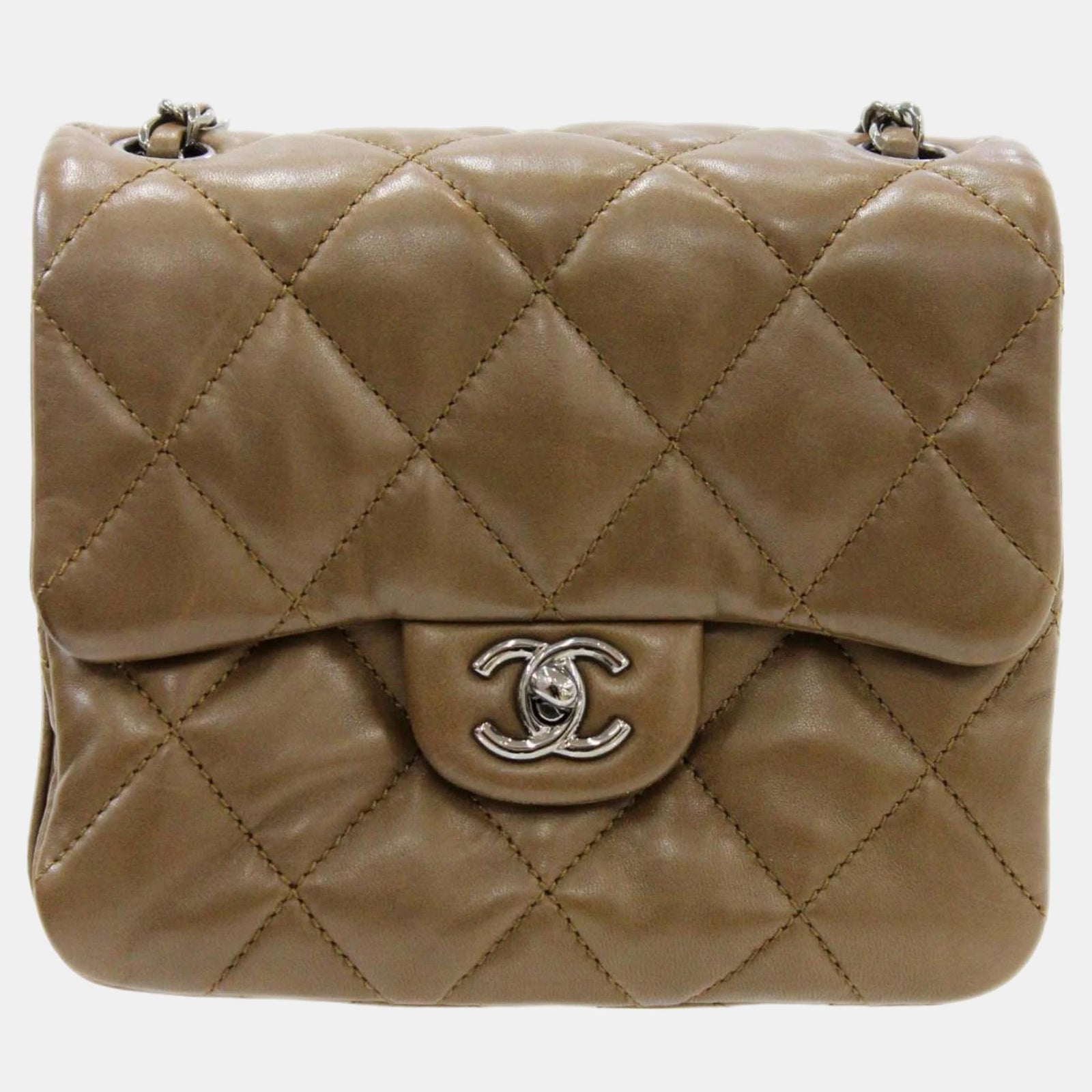 Chanel Patent Leather Mini Square Classic Double Flap Shoulder Bags