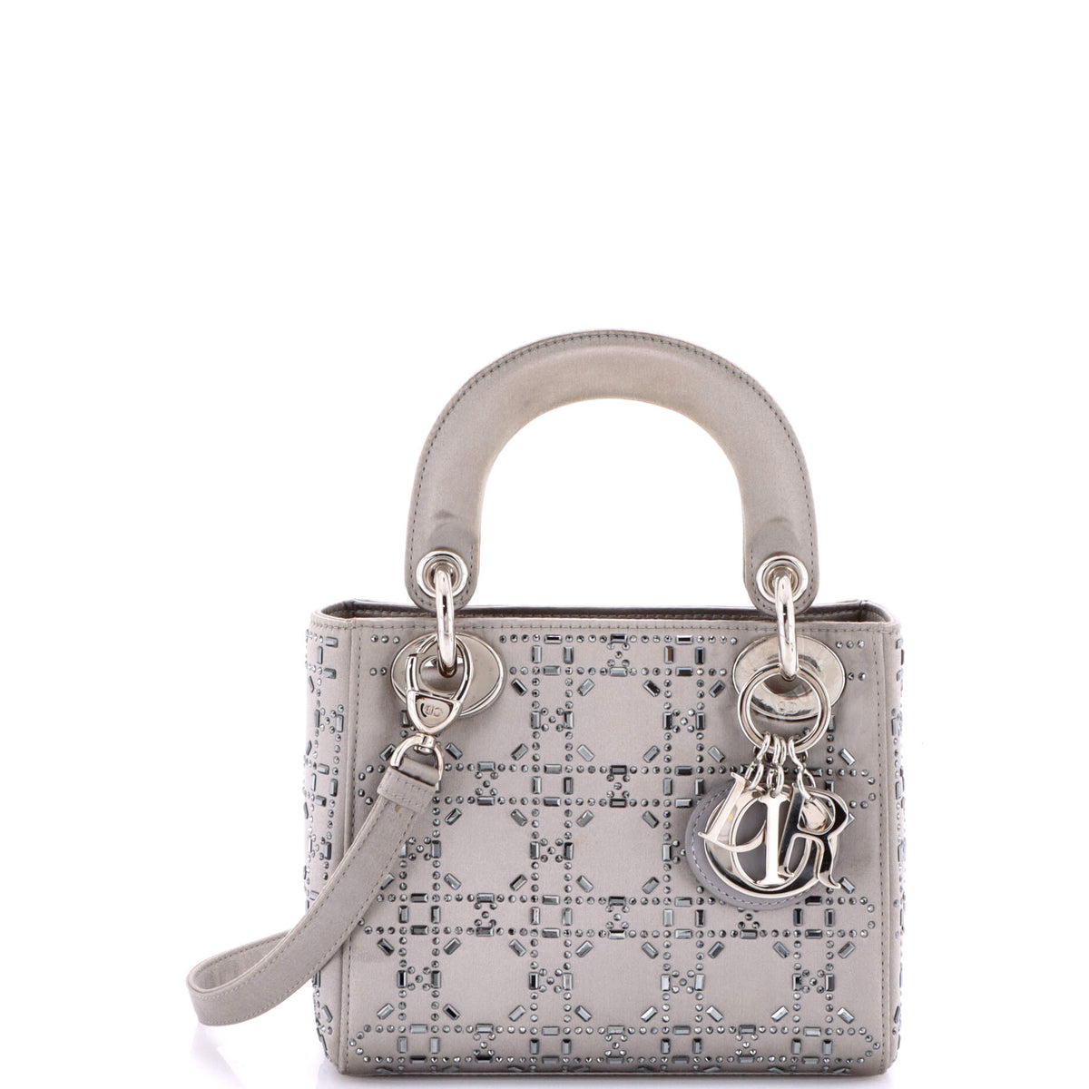 Christian Dior Lady Dior Bag Crystal Embellished Cannage Quilt Satin Mini