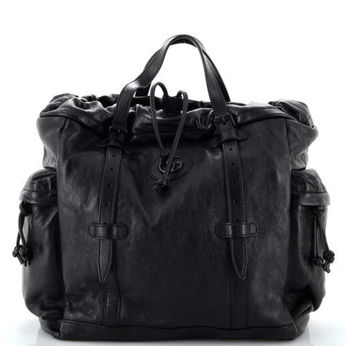 GUCCI Double G Drawstring Tote Leather