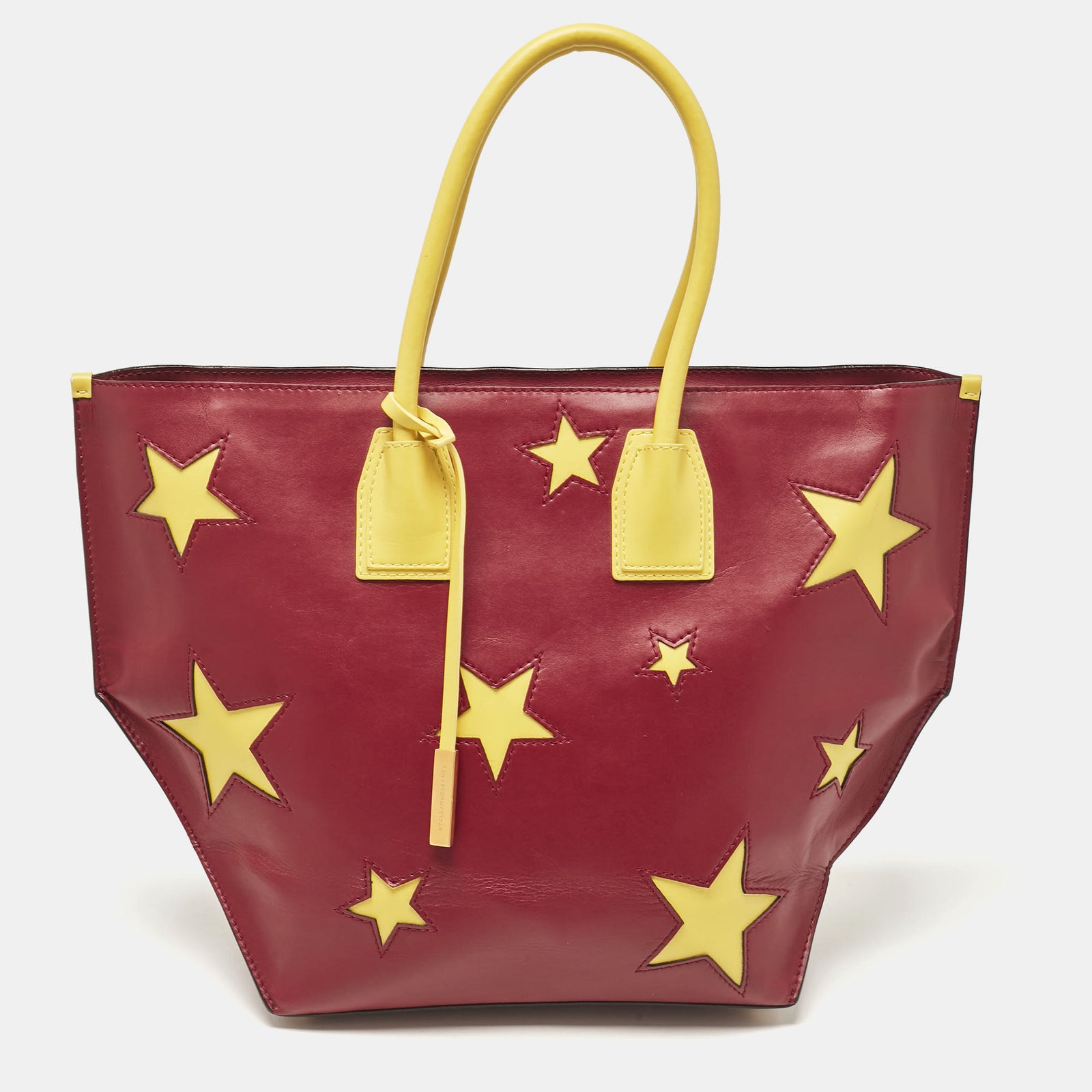 Stella McCartney Red/Yellow Faux Leather Large Star Cavendish Zip Tote