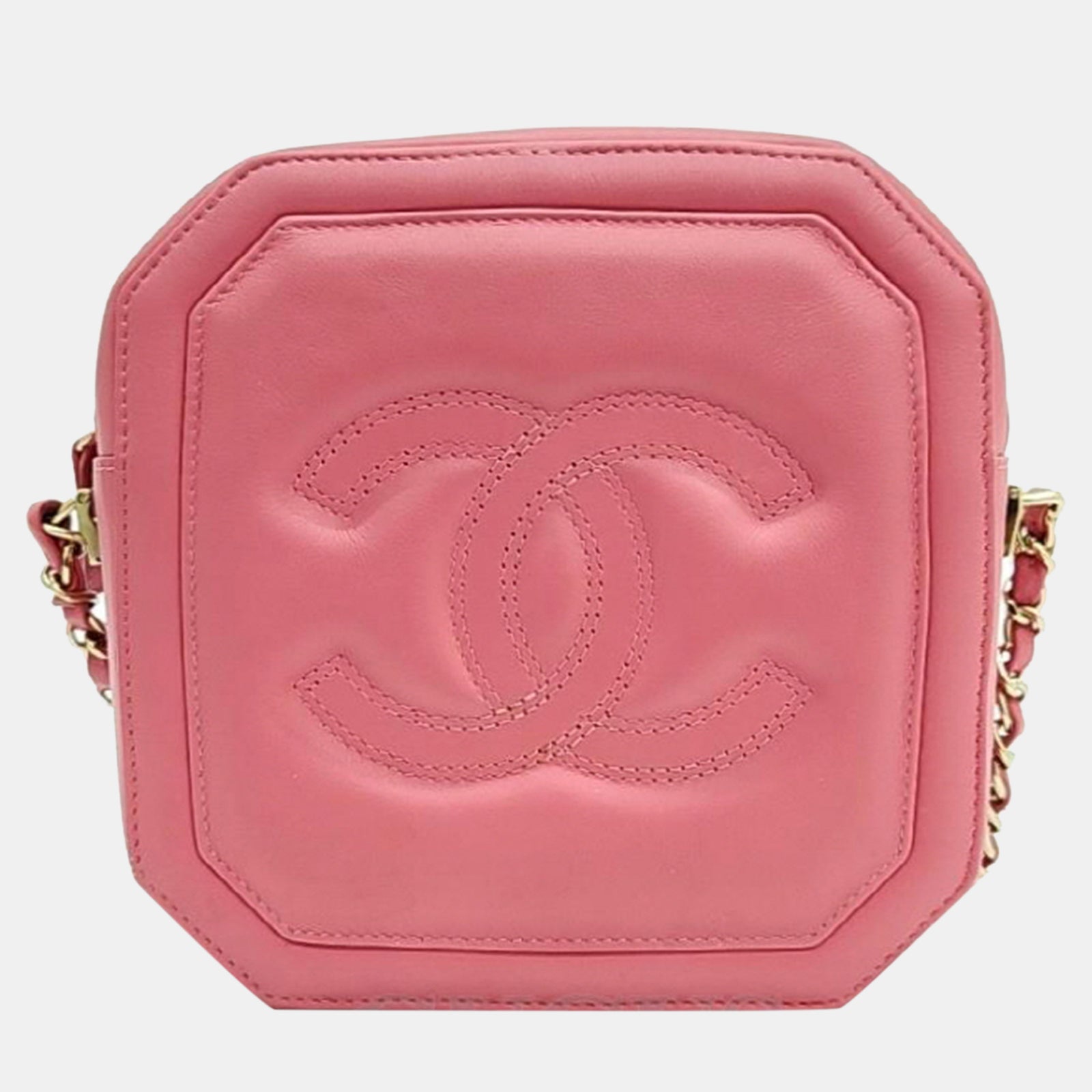 Chanel Pink Leather Chain Crossbody Bag