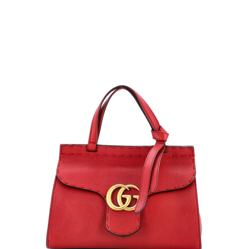 GUCCI GG Marmont Top Handle Bag Leather Mini