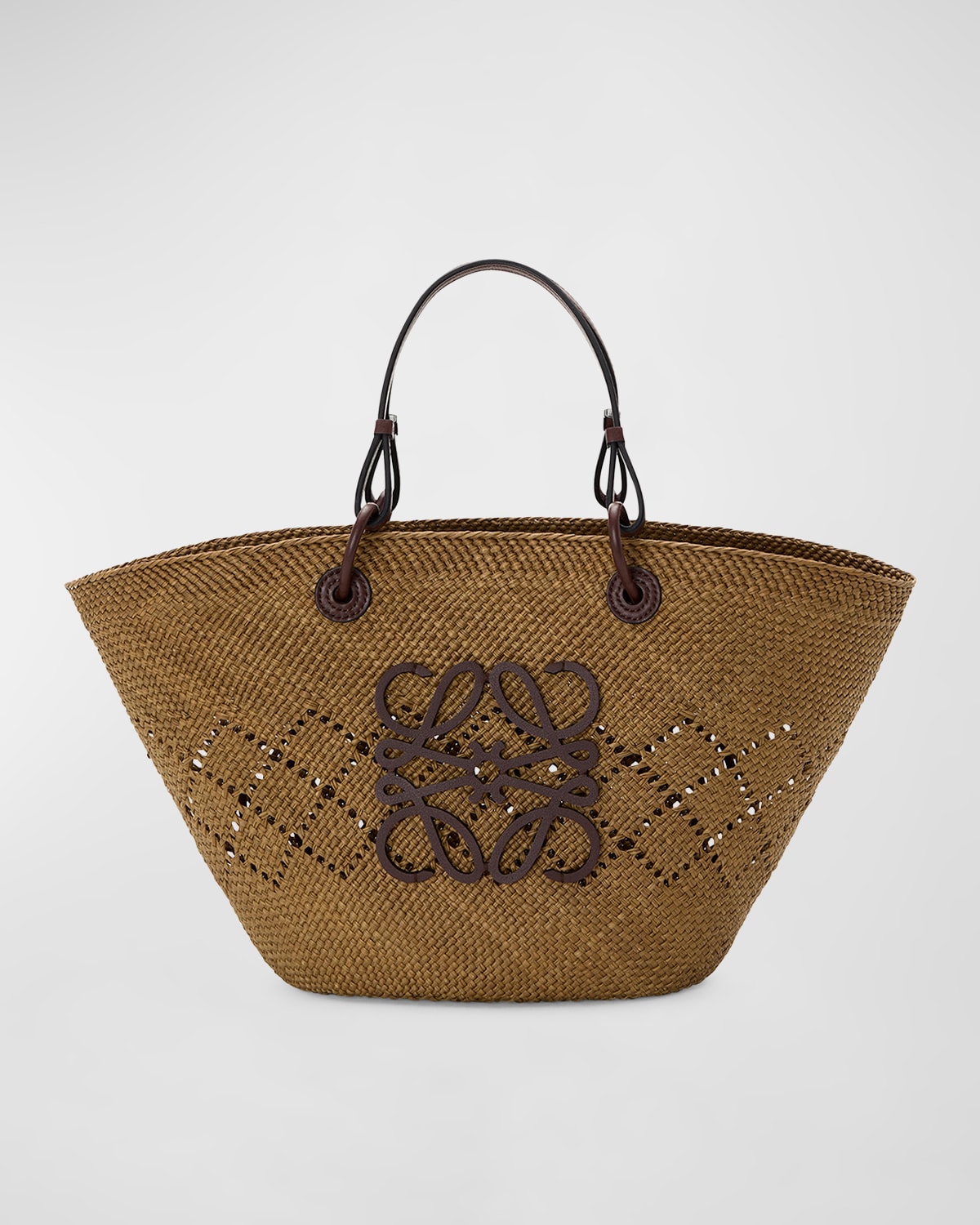 Loewe x Paula's Ibiza Large Anagram Basket Tote Bag in Iraca Palm with Leather Handles